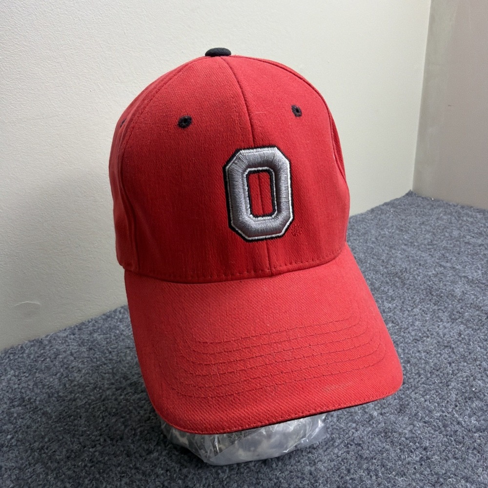 Vintage Ohio State Red Hat Buckeyes Block "O" Logo Fitted Cap Starter Team M/L‎